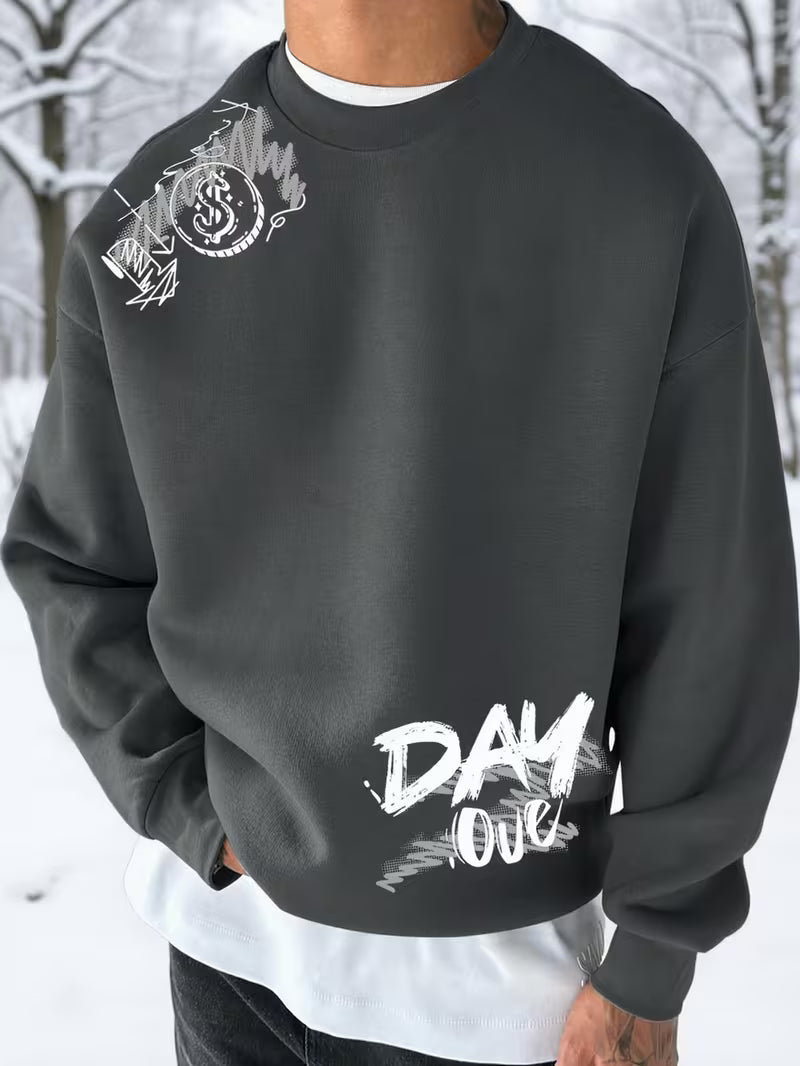 Pull pour homme à col rond et imprimé graphique